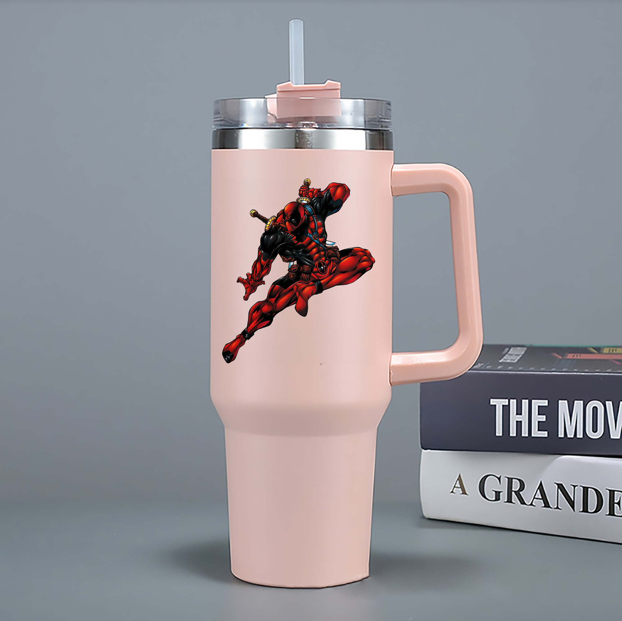 （画像用） Deadpool デッドプール 1200mL車用タンブラー - クリスタルステッカー（プラスチックストロー付き）